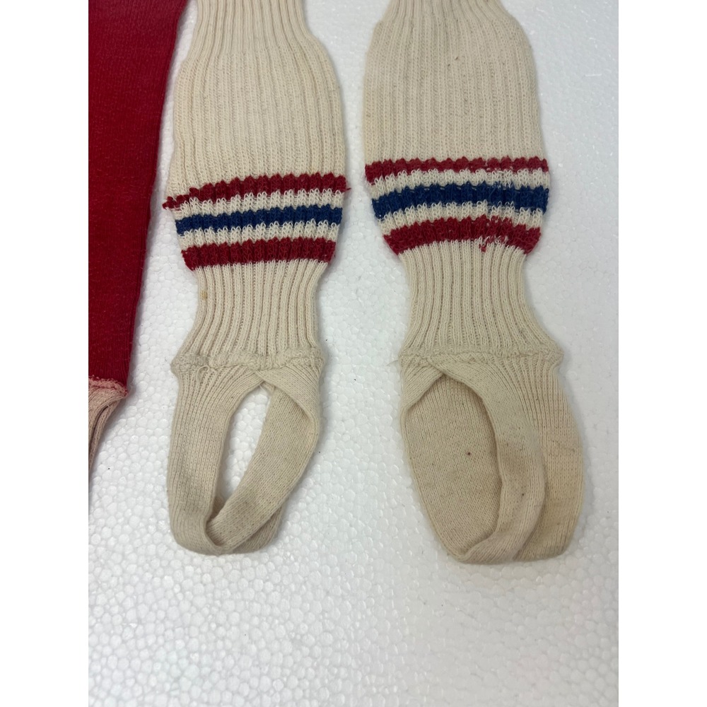 Vintage Baseball Stirrup Socks Lot Red White Striped Retro Athletic Tube High - Picture 7 of 11